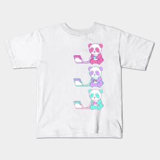 Gaming Panda Tricolor Kids T-Shirt